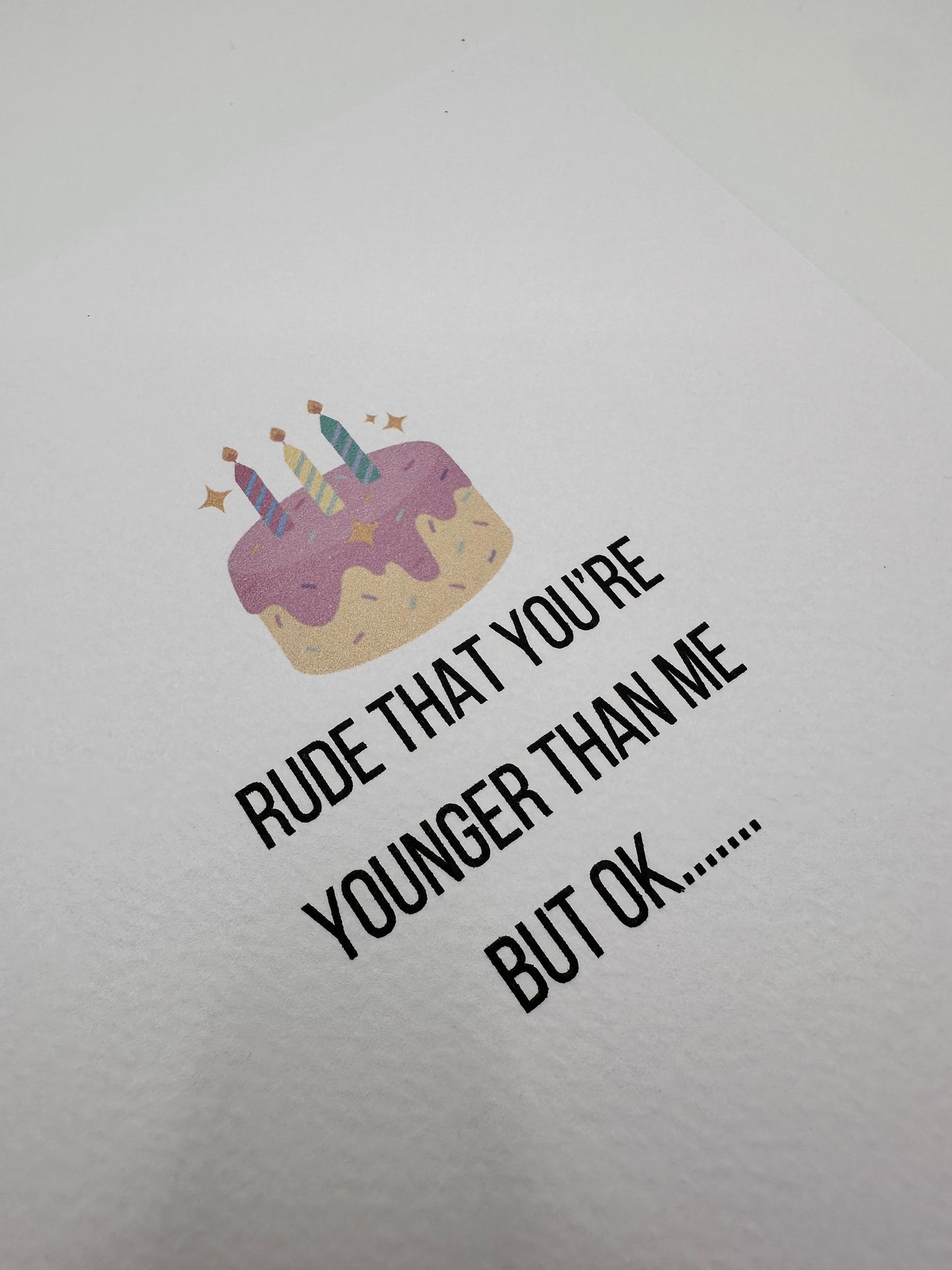 Younger than me Birthday card