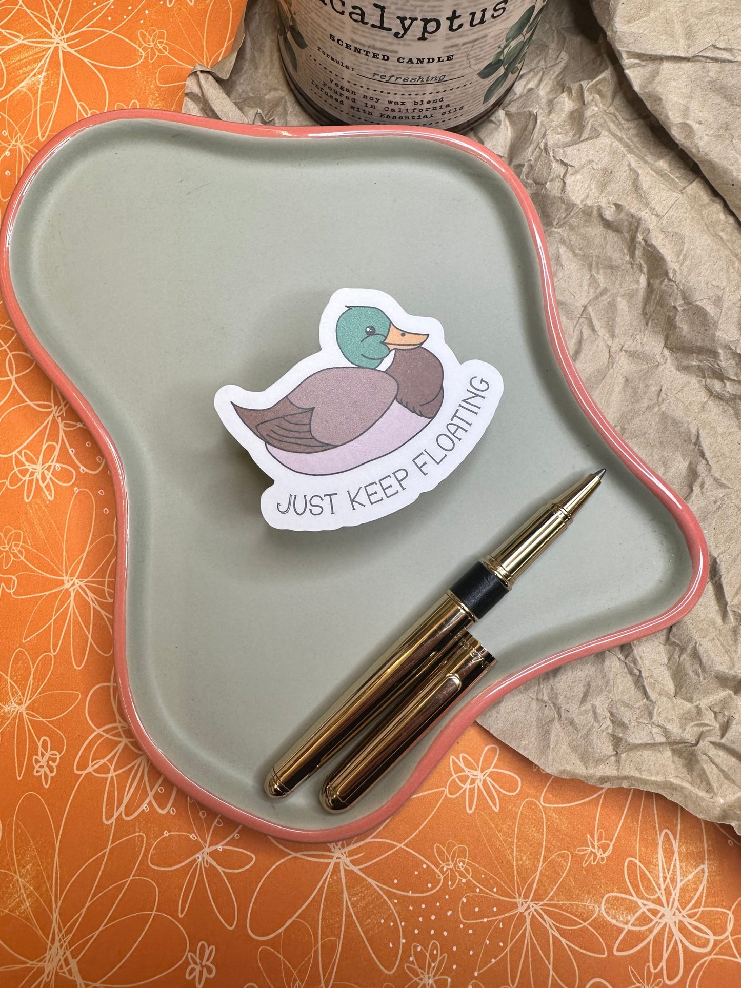 Just Keep Floating Duck Sticker